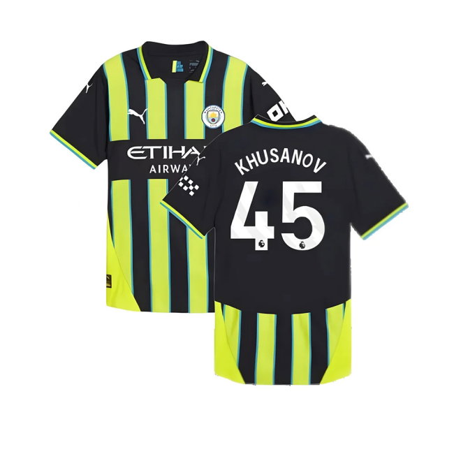 2024-2025 Man City Away Authentic Shirt (Khusanov 45)