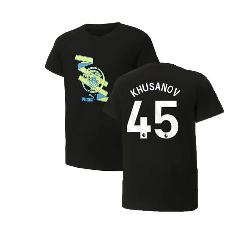 2024-2025 Man City ftblCulture Tee (Black) (Khusanov 45)