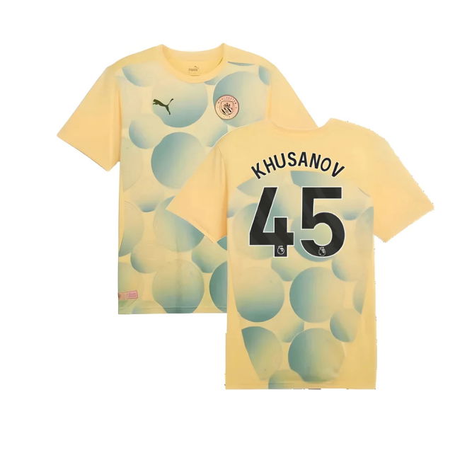 2024-2025 Man City Prematch SS Shirt (Flaxen) (Khusanov 45)