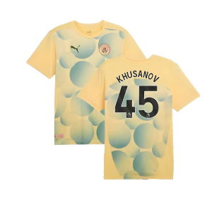 2024-2025 Man City Prematch SS Shirt (Flaxen) - Kids (Khusanov 45)