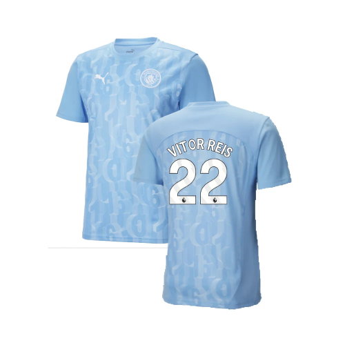 2024-2025 Man City Prematch SS Shirt (Light Blue) (Vitor Reis 22)