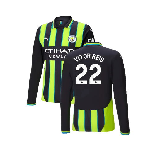 2024-2025 Man City Away Long Sleeve Shirt (Vitor Reis 22)