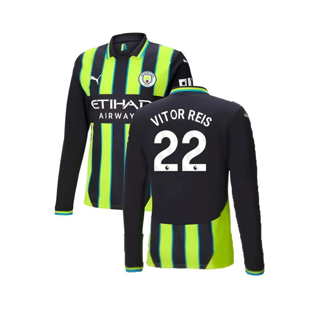 2024-2025 Man City Away Long Sleeve Shirt (Vitor Reis 22)