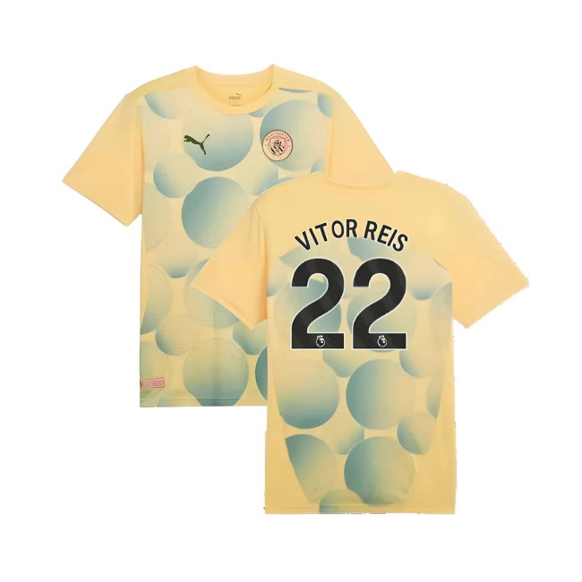 2024-2025 Man City Prematch SS Shirt (Flaxen) - Kids (Vitor Reis 22)