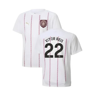 2024-2025 Man City Prematch SS Jersey (White) - Kids (Vitor Reis 22)