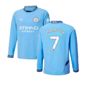 2024-2025 Man City Home Long Sleeve Shirt (Kids) (Marmoush 7)