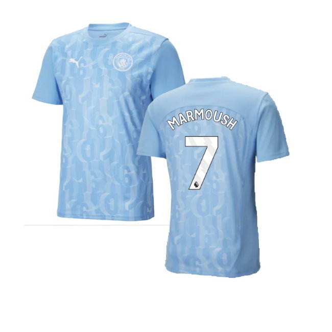 2024-2025 Man City Prematch SS Shirt (Light Blue) (Marmoush 7)