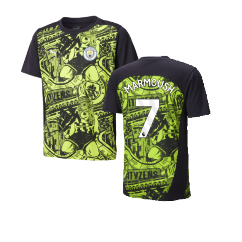 2024-2025 Man City Pre-Match Shirt (Yellow Glow) - Kids (Marmoush 7)