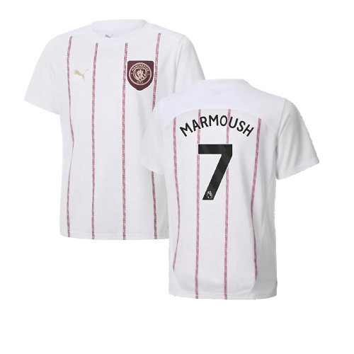 2024-2025 Man City Prematch SS Jersey (White) - Kids (Marmoush 7)