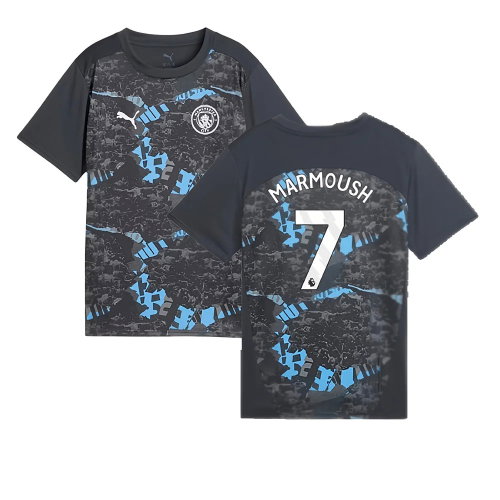 2024-2025 Man City Prematch SS Jersey (Strong Gray) - Kids (Marmoush 7)