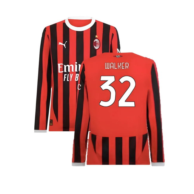 2024-2025 AC Milan Home Long Sleeve Shirt (Walker 32)