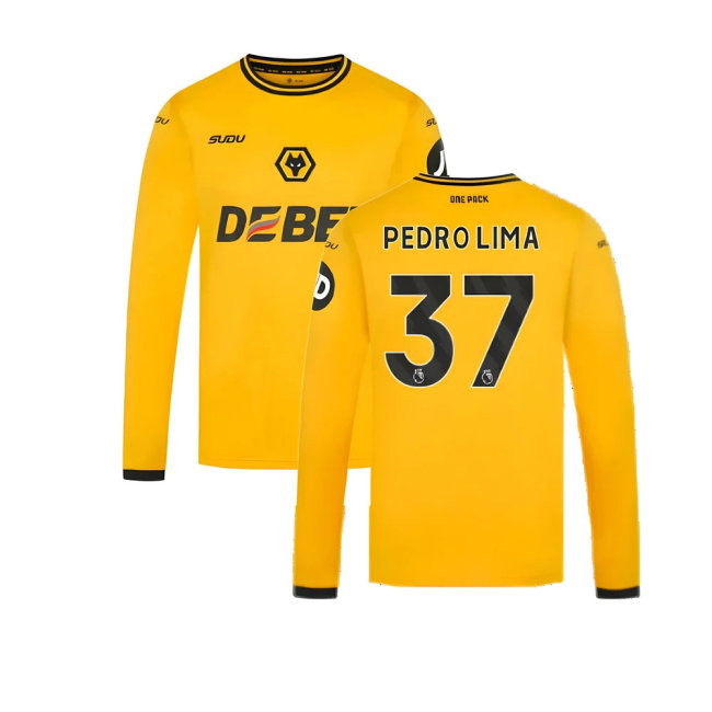 2024-2025 Wolves Long Sleeve Home Shirt (Pedro Lima 37)