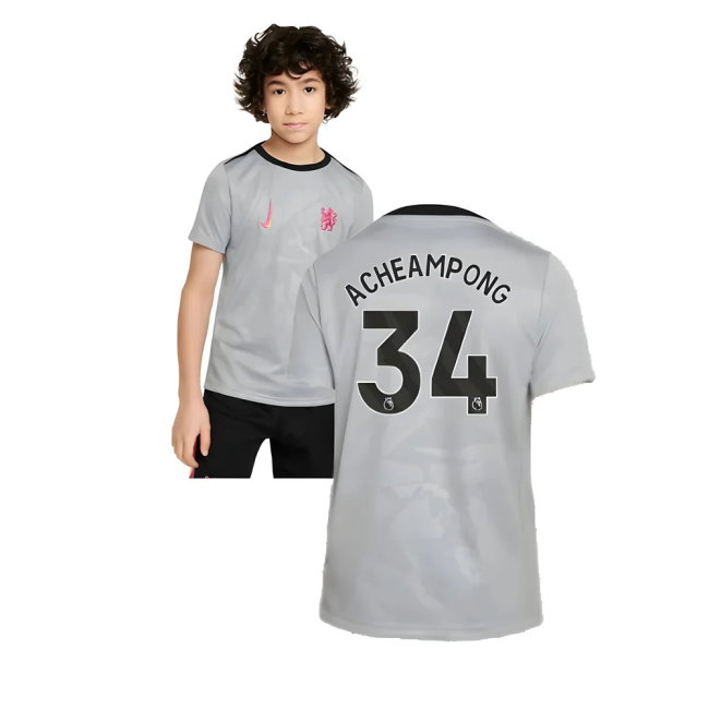 2024-2025 Chelsea Third Academy Pre-Match Shirt (Grey) - Kids (Acheampong 34)