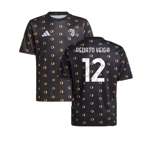 2024-2025 Juventus Pre-Match Shirt (Black) - Kids (Renato Veiga 12)