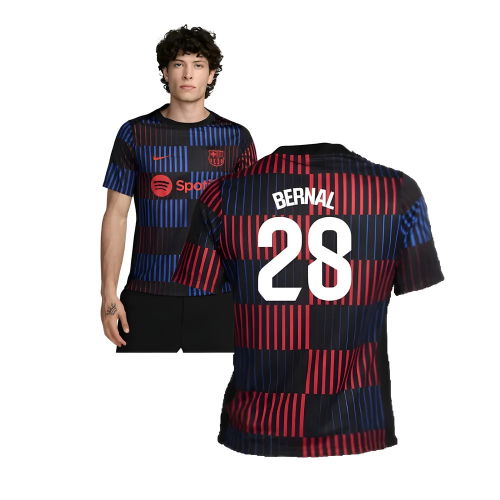 2024-2025 Barcelona Pre-Match Away Shirt (Navy) (Bernal 28)
