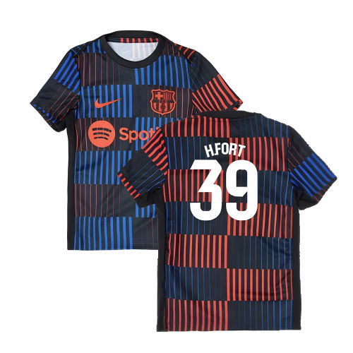 2024-2025 Barcelona Pre-Match Away Shirt (Navy) - Kids (H.Fort 39)