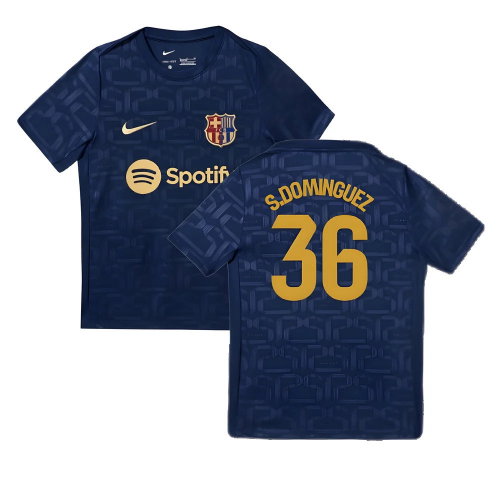 2024-2025 Barcelona Pre-Match Training Shirt (Navy) - Kids (S.Dominguez 36)