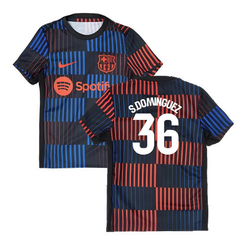 2024-2025 Barcelona Pre-Match Away Shirt (Navy) - Kids (S.Dominguez 36)