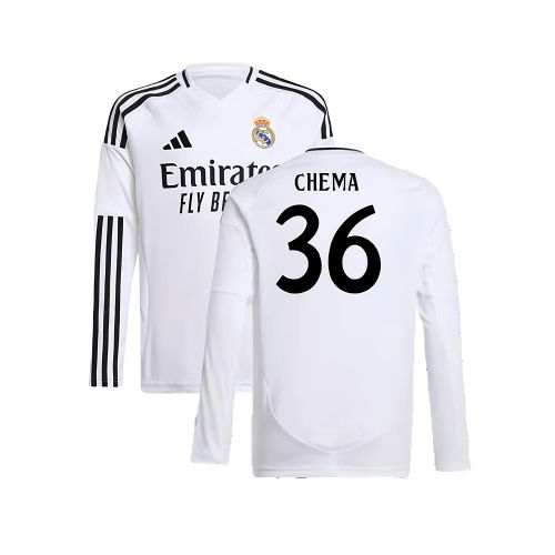 2024-2025 Real Madrid Long Sleeve Home Shirt (Kids) (Chema 36)