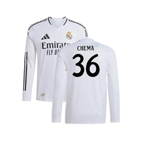2024-2025 Real Madrid Authentic Long Sleeve Home Shirt (Chema 36)