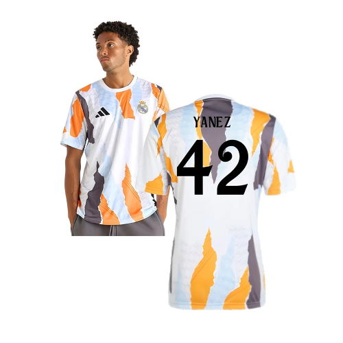 2024-2025 Real Madrid Pre-Match Shirt (White/Crew Orange) (Yanez 42)