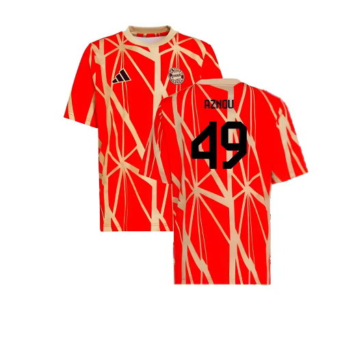 2024-2025 Bayern Munich Pre-Match Shirt (Red) (Aznou 49)
