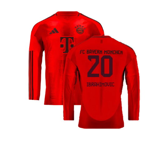 2024-2025 Bayern Munich Long Sleeve Home Shirt (Ibrahimovic 20)