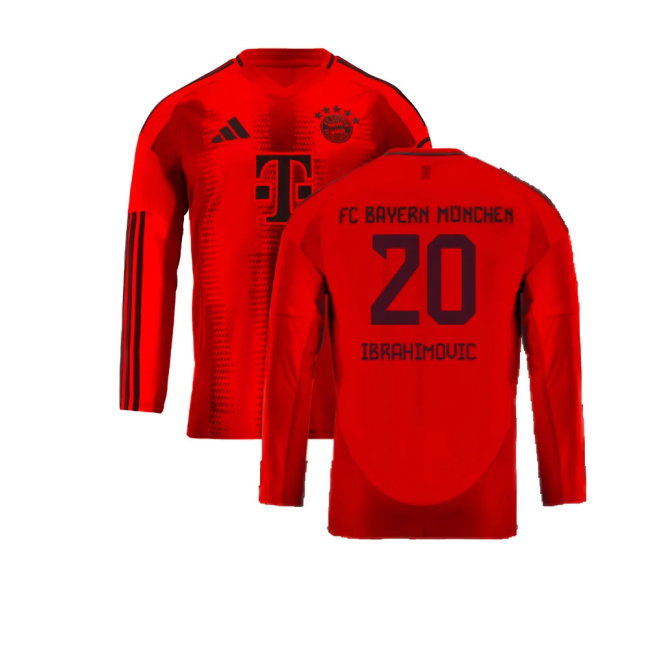 2024-2025 Bayern Munich Long Sleeve Home Shirt (Kids) (Ibrahimovic 20)