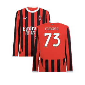 2024-2025 AC Milan Home Long Sleeve Shirt (Camarda 73)