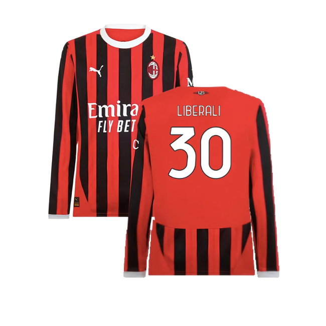 2024-2025 AC Milan Home Long Sleeve Shirt (Liberali 30)