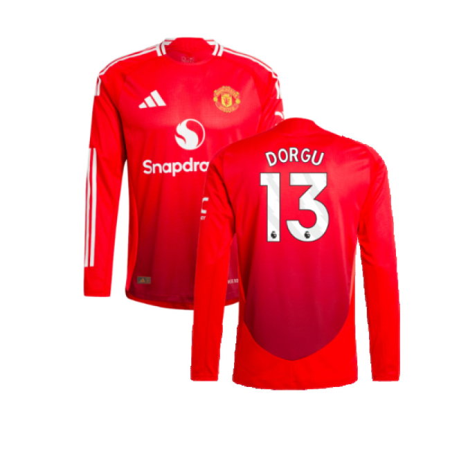 2024-2025 Man Utd Authentic Long Sleeve Home Shirt (Dorgu 13)