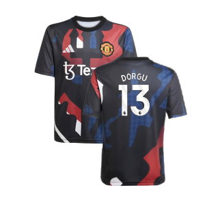 2024-2025 Man Utd Pre-Match Jersey (Black) - Kids (Dorgu 13)