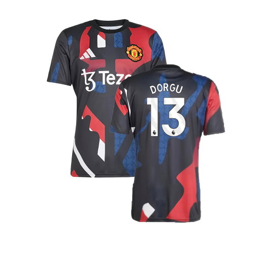 2024-2025 Man Utd Pre-Match Jersey (Black) (Dorgu 13)