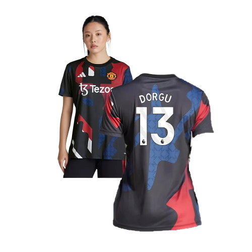2024-2025 Man Utd Pre-Match Shirt (Black) - Womens (Dorgu 13)