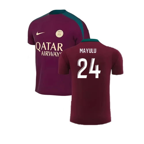 2024-2025 PSG Strike Dri-Fit Training Shirt (Bordeaux) - Kids (Mayulu 24)
