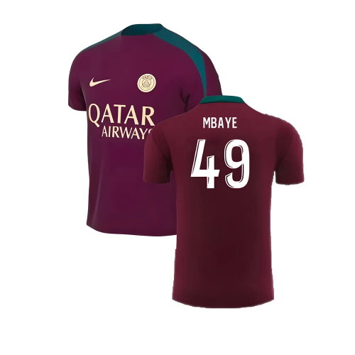 2024-2025 PSG Strike Dri-Fit Training Shirt (Bordeaux) - Kids (Mbaye 49)