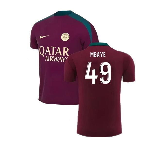 2024-2025 PSG Strike Dri-Fit Training Shirt (Bordeaux) - Kids (Mbaye 49)