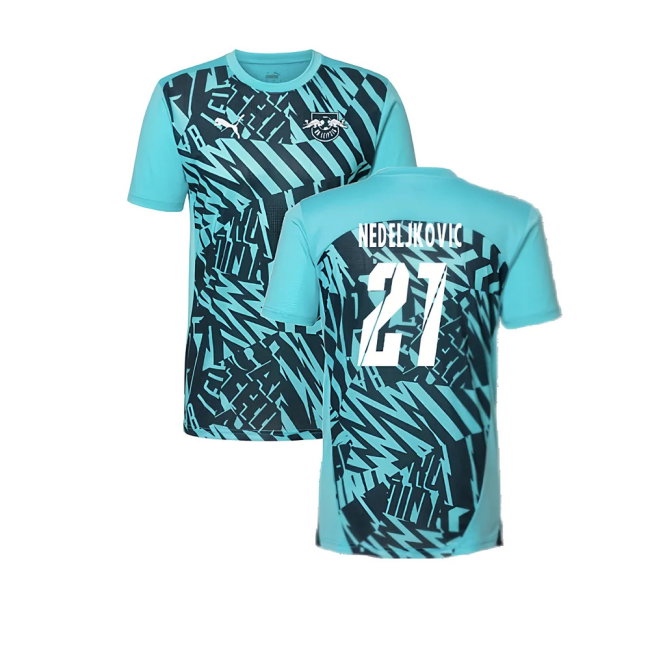 2024-2025 Red Bull Leipzig Pre-Match SS Shirt (Aqua) (Gomis 27)