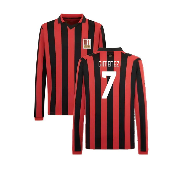 AC Milan 125th Authentic Shirt LS (Black-Red) (Gimenez 7)