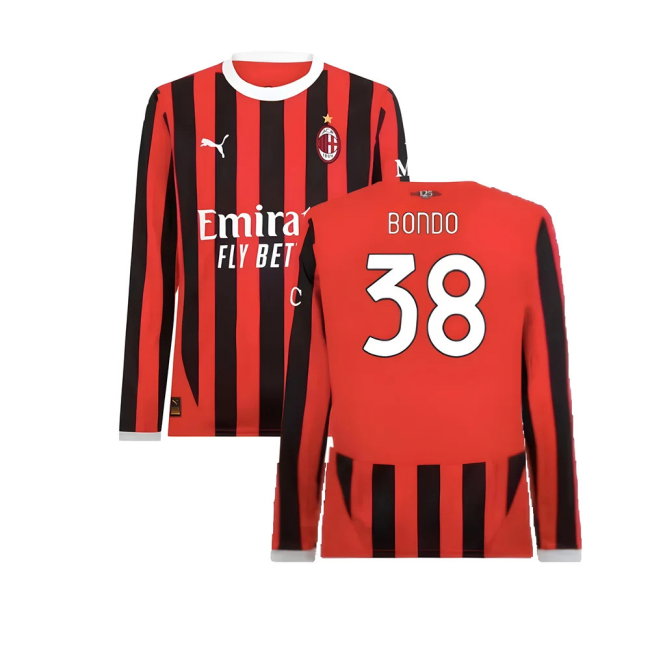 2024-2025 AC Milan Home Long Sleeve Shirt (Bondo 38)