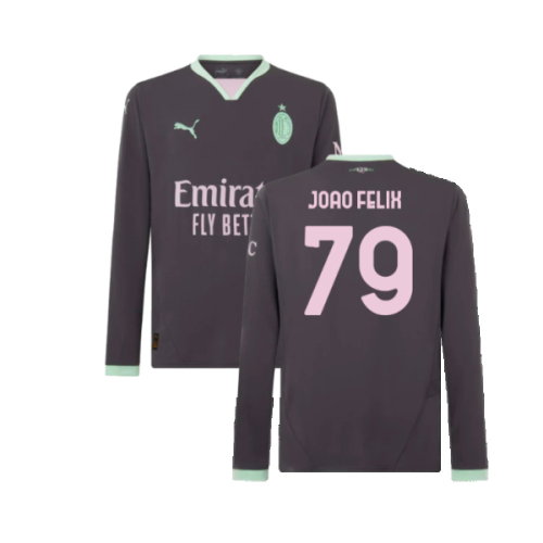2024-2025 AC Milan Third Long Sleeve Shirt (Joao Felix 79)