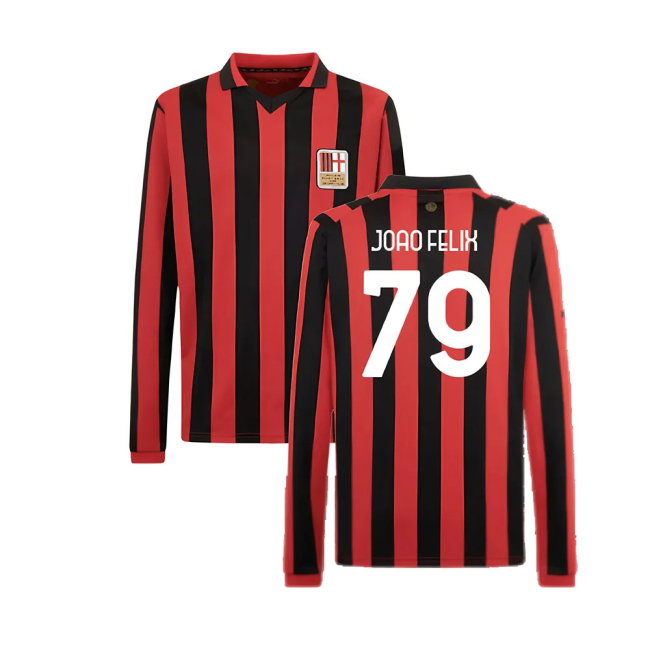 AC Milan 125th Authentic Shirt LS (Black-Red) (Joao Felix 79)