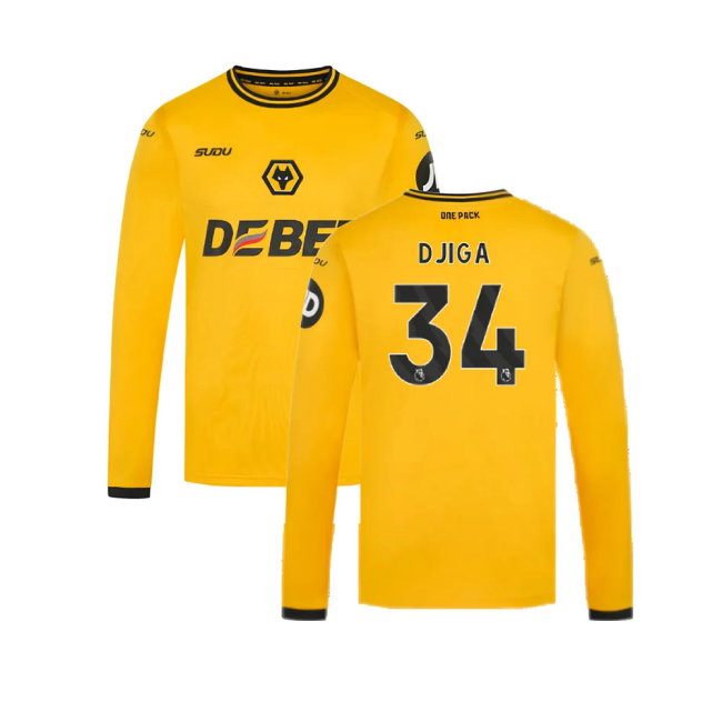 2024-2025 Wolves Long Sleeve Home Shirt (Djiga 34)
