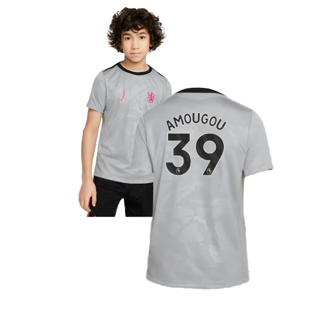 2024-2025 Chelsea Third Academy Pre-Match Shirt (Grey) - Kids (Amougou 39)