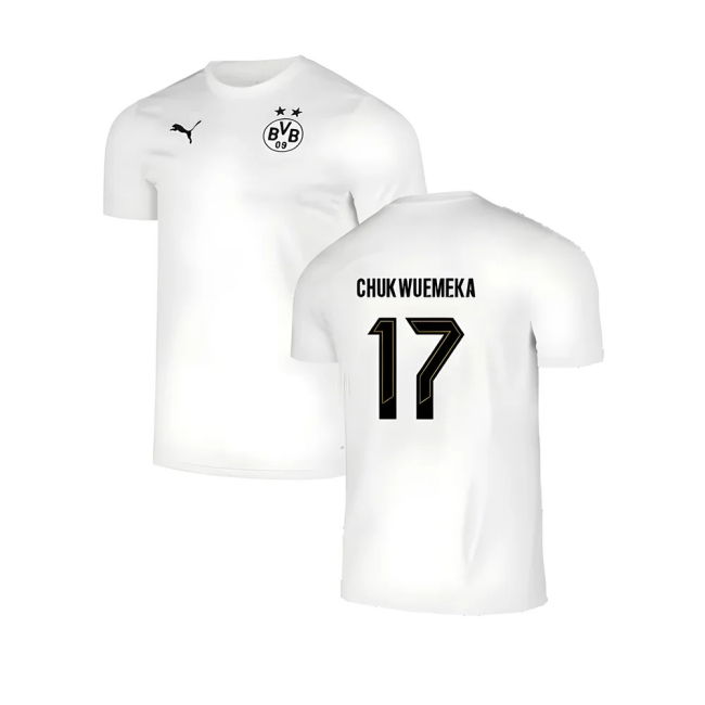 2024-2025 Borussia Dortmund Pre-Match Shirt (White) (Chukwuemeka 17)