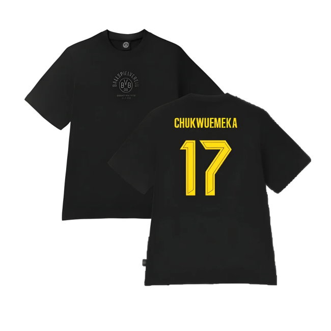 2024-2025 Borussia Dortmund ESS Tee (Black) (Chukwuemeka 17)
