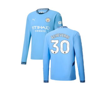 2024-2025 Man City Home Long Sleeve Shirt (Echeverri 30)