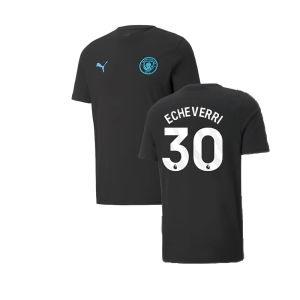 2024-2025 Man City ESS Tee (Black) - Kids (Echeverri 30)