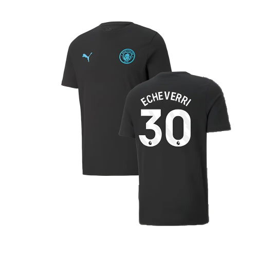 2024-2025 Man City ESS Tee (Black) - Kids (Echeverri 30)