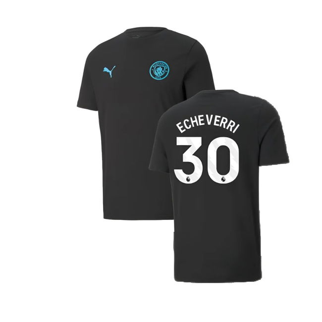 2024-2025 Man City ESS Tee (Black) - Kids (Echeverri 30)